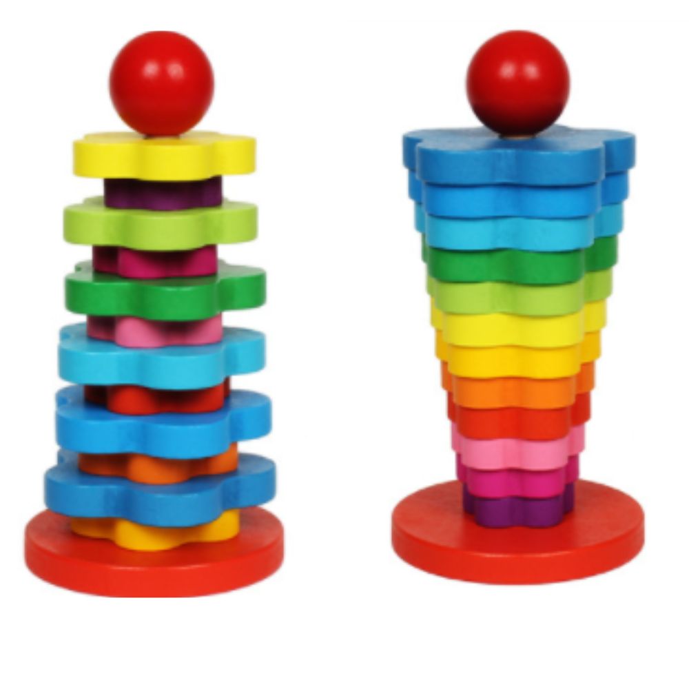 Rainbow Tower 13 Blocks- Wooden Toy